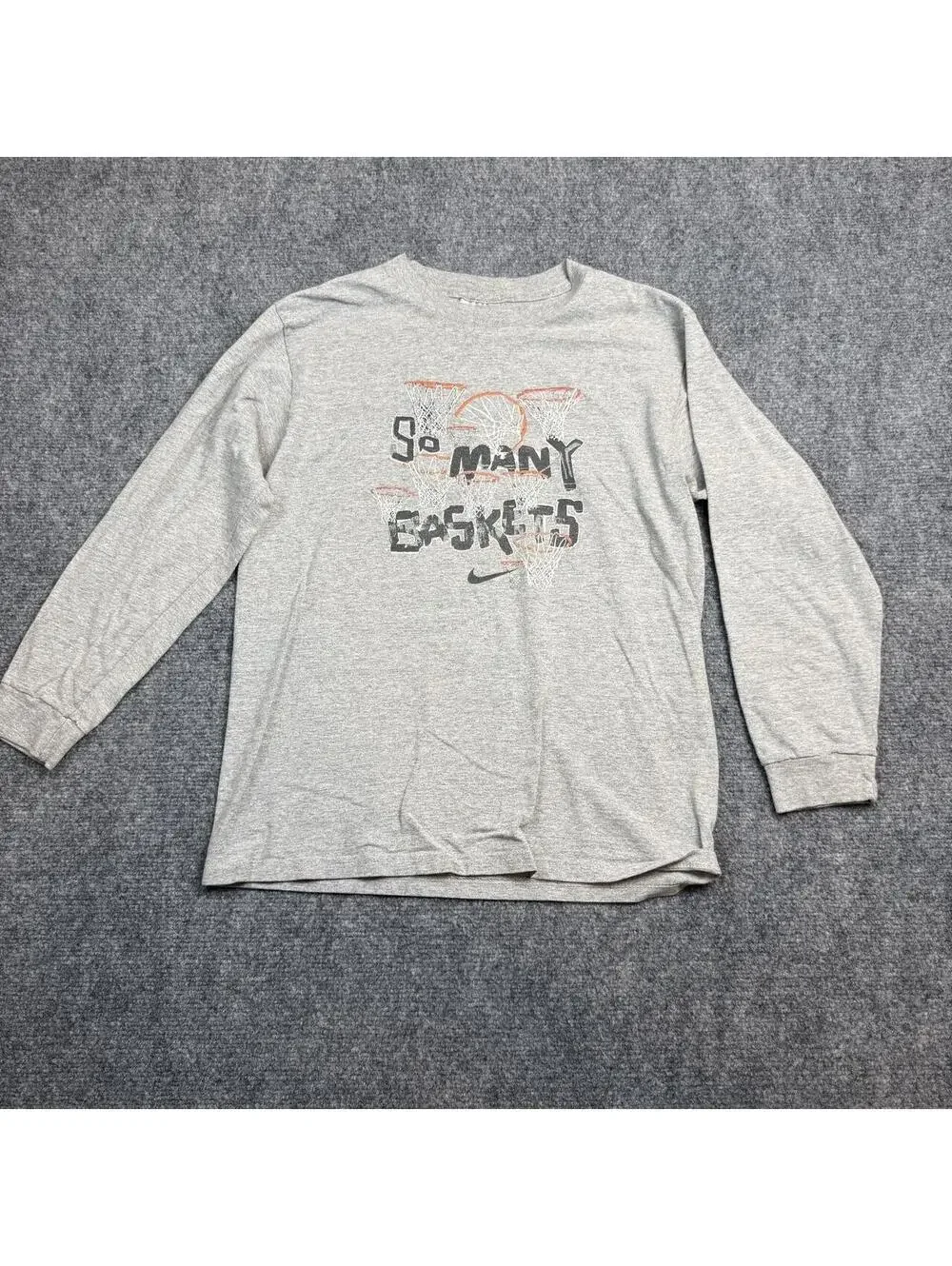 Nike Kids M Long Sleeve Basketball Shirt Gray So Many Baskets